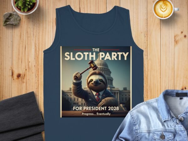 Vote for Sloth Party 2028 Progress Eventually Tank Tops - Image 2